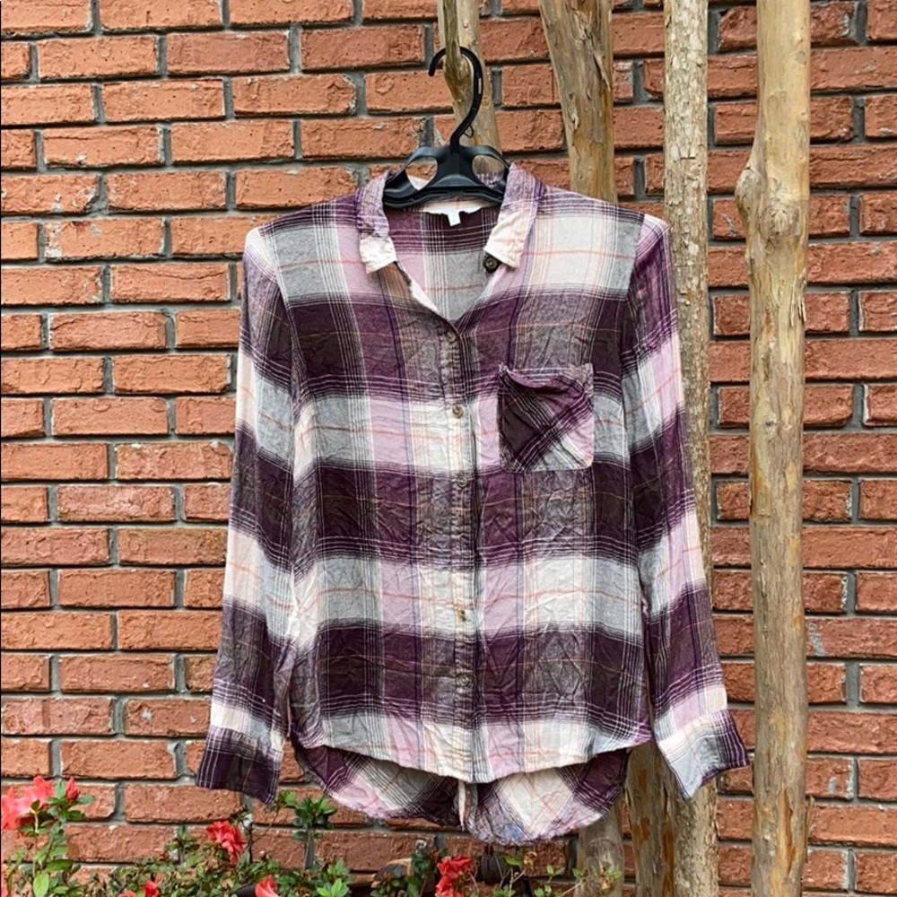 Lucky Brand Purple Plaid Women's Top